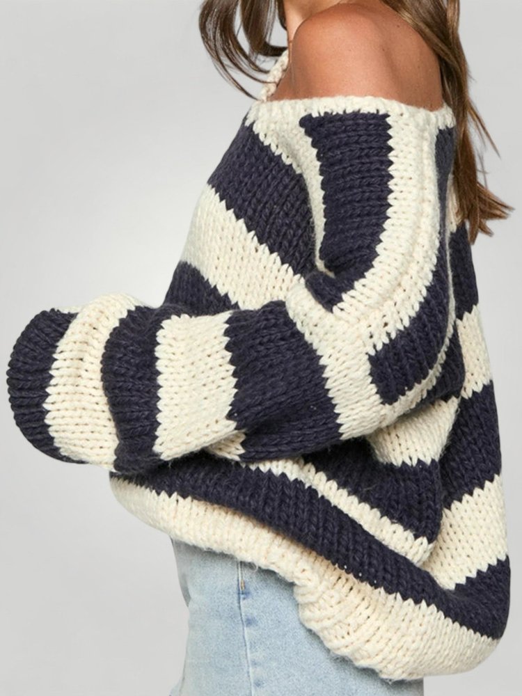 Pull Ample à Rayures Élégantes 2 - Mode Lumière