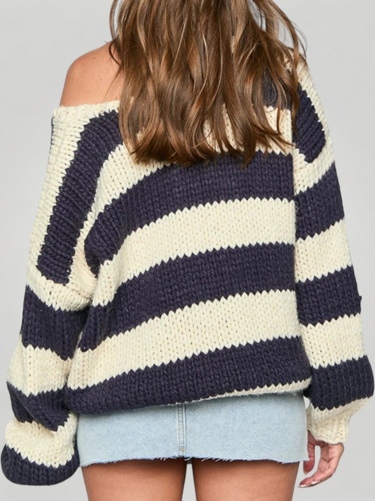 Pull Ample à Rayures Élégantes 3 - Mode Lumière