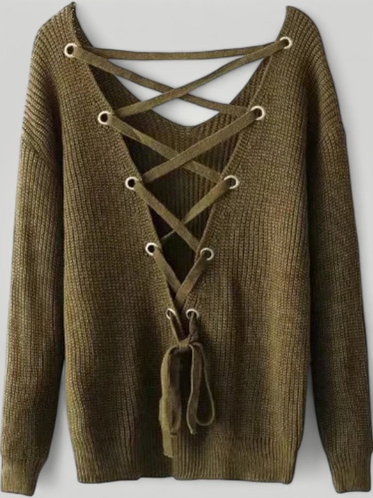 Pull Ample avec Dos Ouvert et Lacets 2 - Mode Lumière