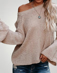 Pull Asymétrique Manches Évasées Élégant 1 - Mode Lumière