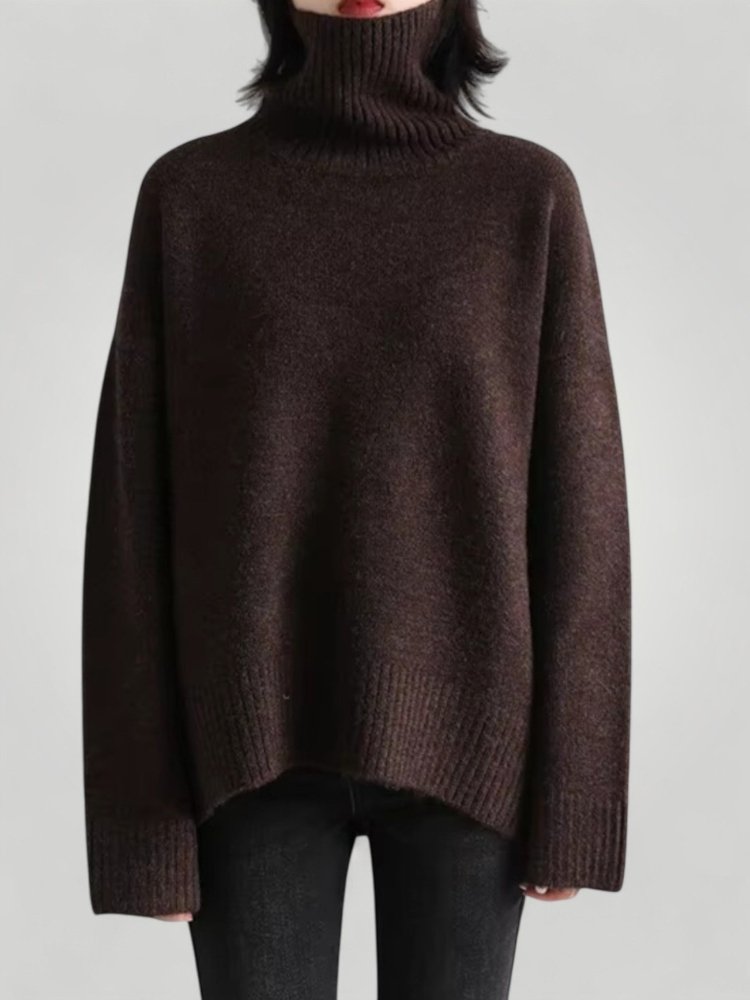 Pull Col Roulé Ample Femme Confort Élégant 1 - Mode Lumière