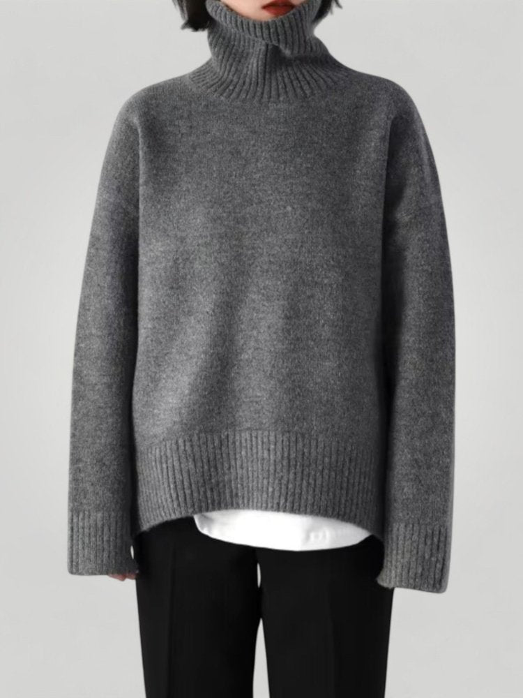 Pull Col Roulé Ample Femme Confort Élégant 2 - Mode Lumière
