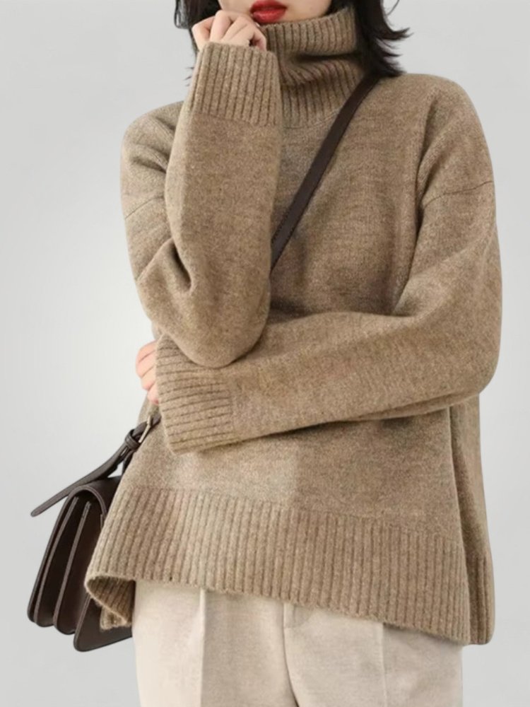 Pull Col Roulé Ample Femme Confort Élégant 3 - Mode Lumière