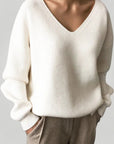 Pull Col V Tricoté Élégant et Confortable 1 - Mode Lumière