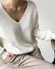 Pull Col V Tricoté Élégant et Confortable 2 - Mode Lumière