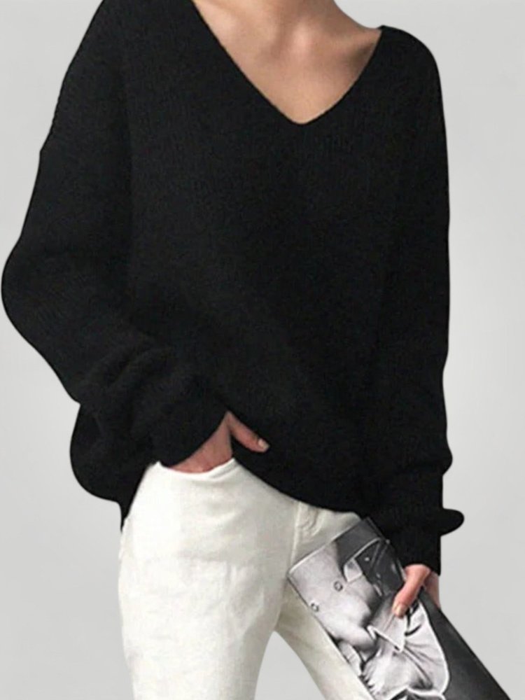 Pull Col V Tricoté Élégant et Confortable 4 - Mode Lumière