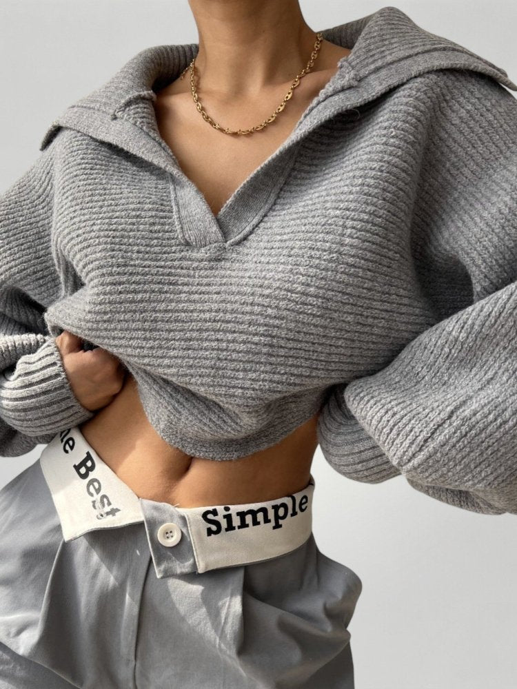 Pull Court Femme au Col V Élégant 2 - Mode Lumière