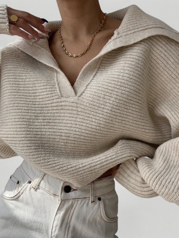 Pull Court Femme au Col V Élégant 3 - Mode Lumière
