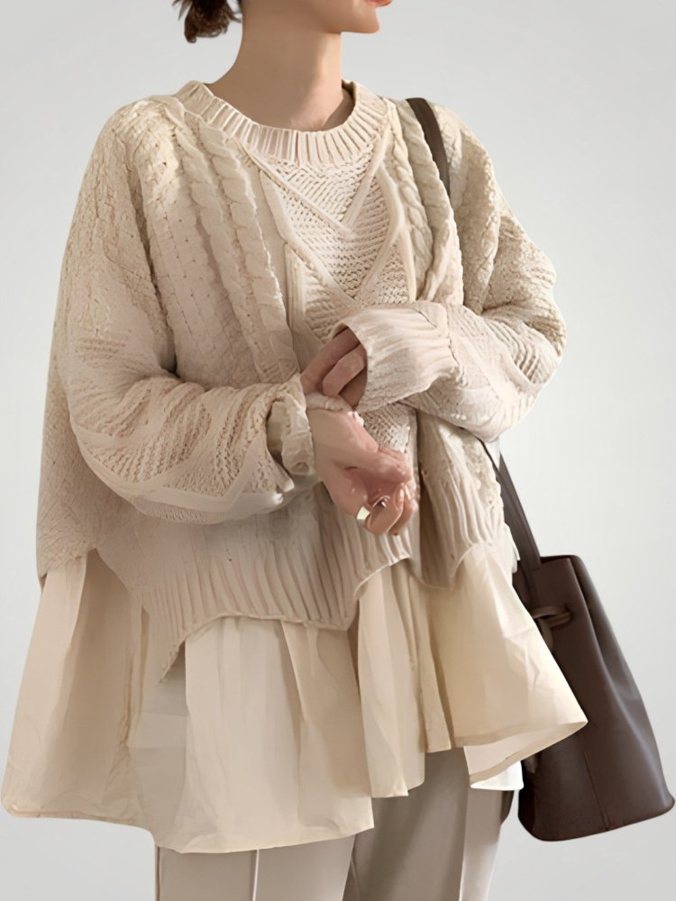 Pull Doux à Demi - Décolleté Élégant 1 - Mode Lumière