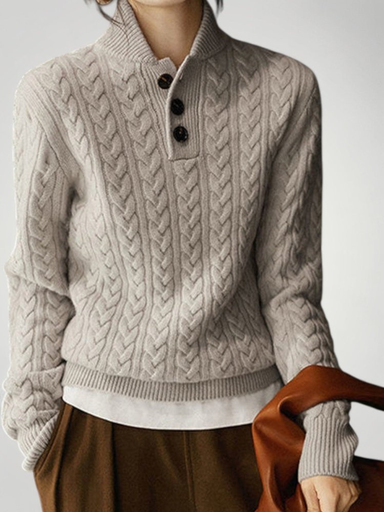 Pull Femme Élégant à Trois Boutons 3 - Mode Lumière
