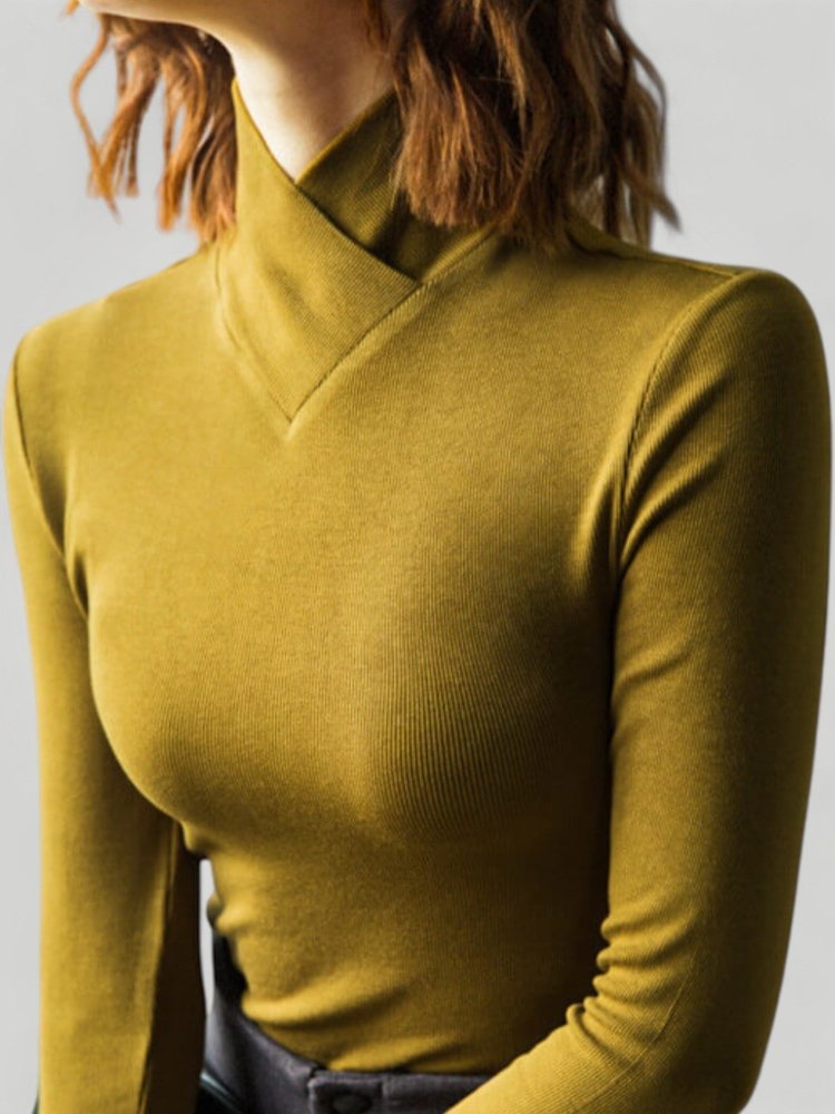 Pull Femme Col Roulé Asymétrique Élégant 1 - Mode Lumière