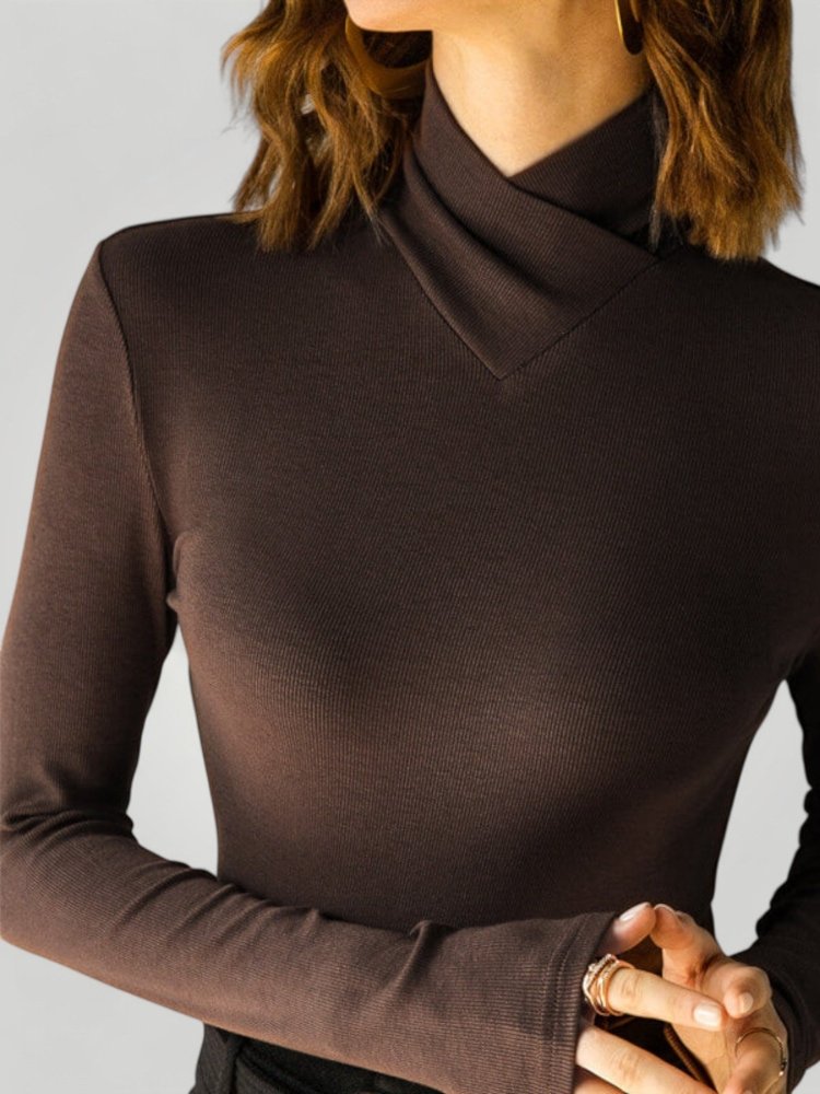 Pull Femme Col Roulé Asymétrique Élégant 3 - Mode Lumière