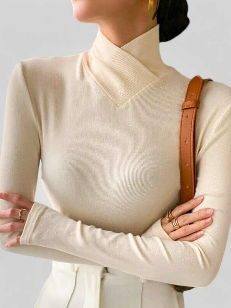 Pull Femme Col Roulé Asymétrique Élégant 4 - Mode Lumière