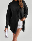 Pull Femme Col Roulé Élégant avec Fente 2 - Mode Lumière