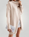 Pull Femme Col Roulé Élégant avec Fente 4 - Mode Lumière