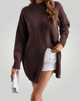 Pull Femme Col Roulé Élégant avec Fente 7 - Mode Lumière
