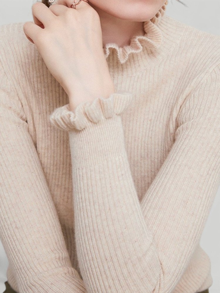 Pull Femme Côtelé au Col Montant Élégant 2 - Mode Lumière