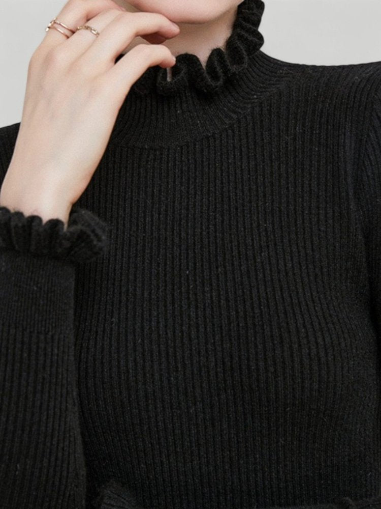 Pull Femme Côtelé au Col Montant Élégant 3 - Mode Lumière
