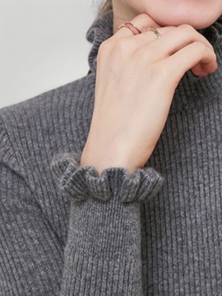 Pull Femme Côtelé au Col Montant Élégant 4 - Mode Lumière