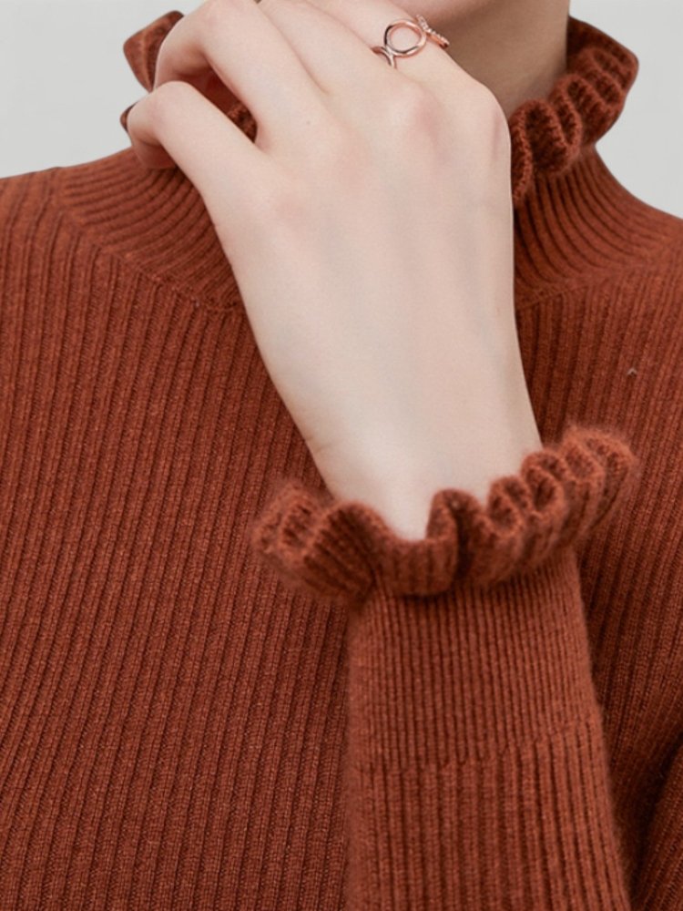 Pull Femme Côtelé au Col Montant Élégant 6 - Mode Lumière