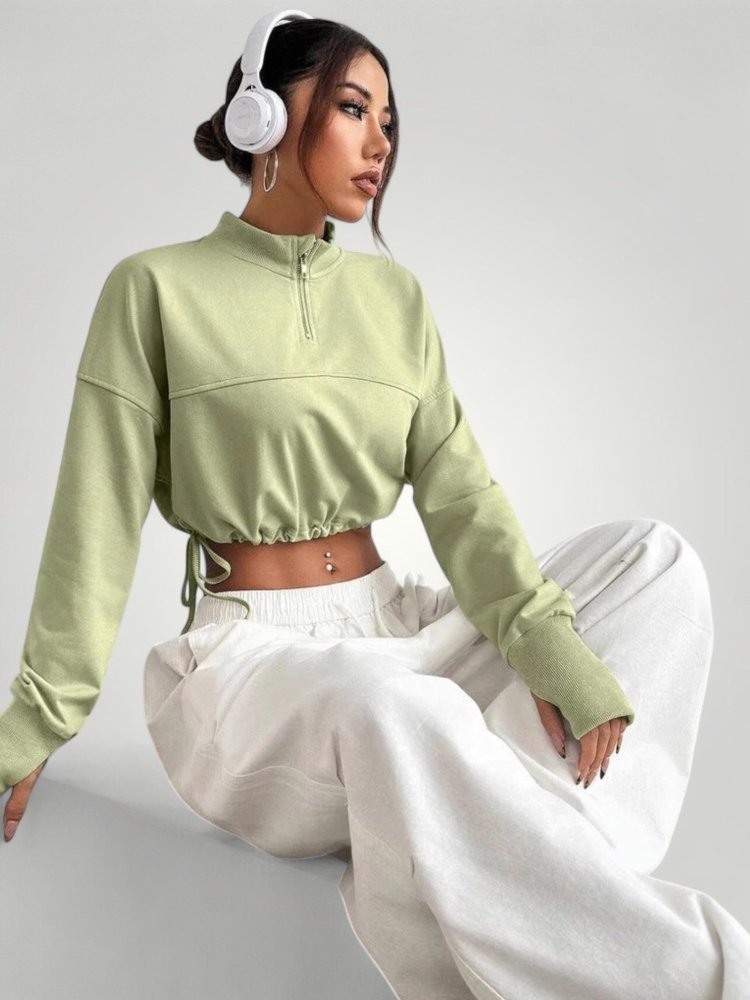 Pull Femme Court Élégant avec Cordon de Serrage 3 - Mode Lumière