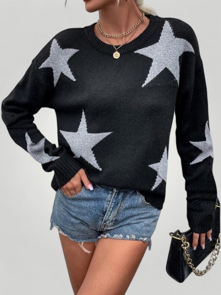 Pull Femme Élégant à Motif Étoiles 4 - Mode Lumière