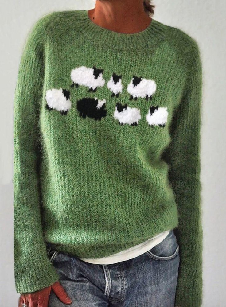 Pull Femme Joyeux Moutons Confortable 1