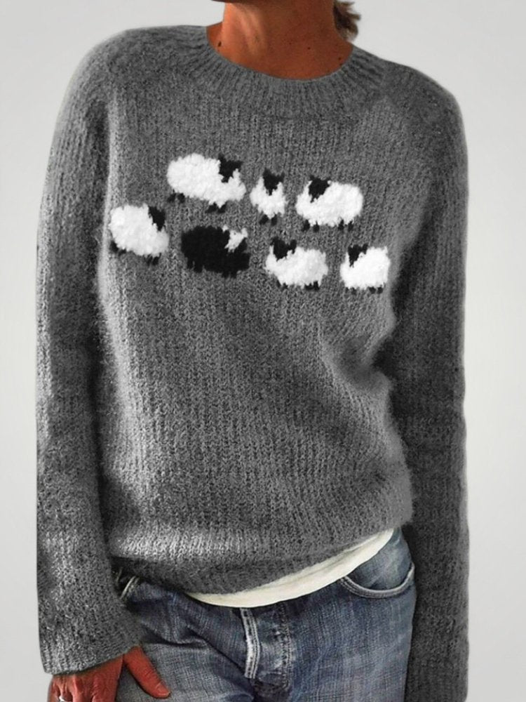 Pull Femme Motif Moutons Confortable 2 - Mode Lumière