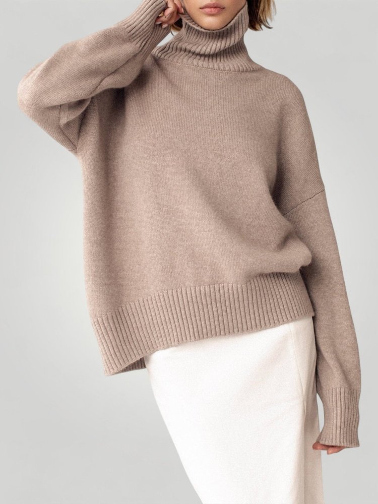 Pull Femme Oversize Confortable à Col Roulé 1 - Mode Lumière