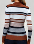 Pull Femme Rayé Chic avec Col Montant 4 - Mode Lumière