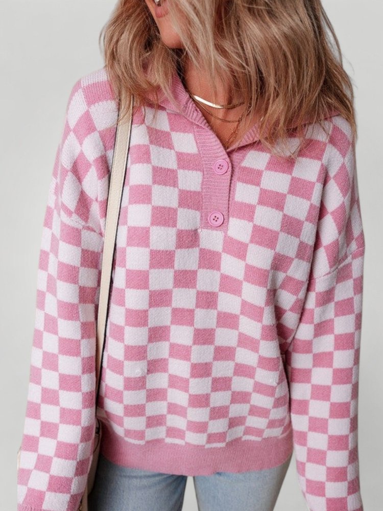 Pull Femme à Carreaux Élégant et Confortable 2 - Mode Lumière