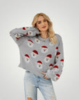 Pull Gris Festif avec Motif Père Noël 1 - Mode Lumière