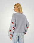Pull Gris Festif avec Motif Père Noël 4 - Mode Lumière