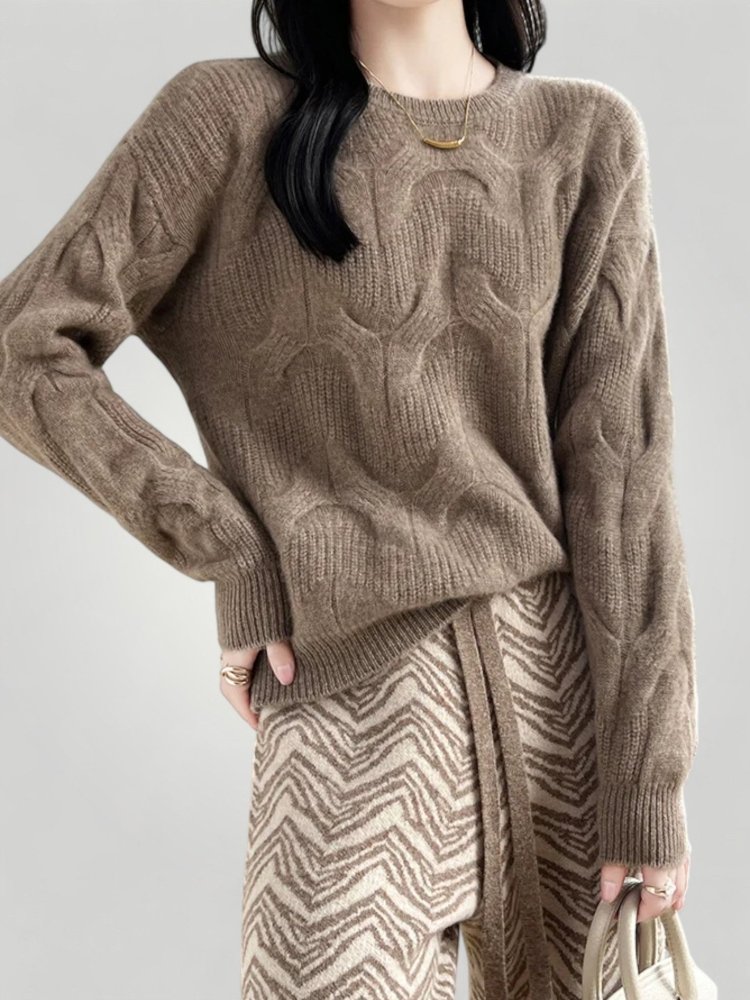 Pull Laine Femme Torsadé Ample et Confortable 1 - Mode Lumière
