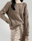 Pull Laine Femme Torsadé Ample et Confortable 1 - Mode Lumière