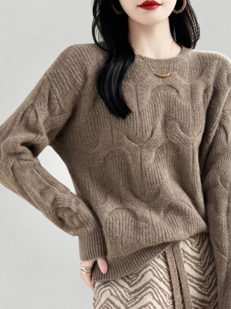 Pull Laine Femme Torsadé Ample et Confortable 2 - Mode Lumière