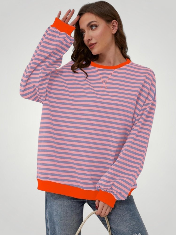 Pull Oversize à Rayures Élégant et Confortable 1 - Mode Lumière