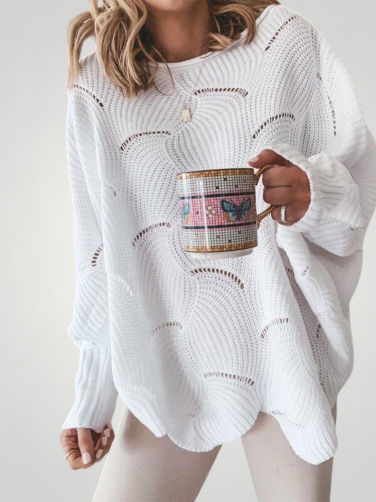 Pull Oversize en Tricot au Cou de Bateau Élégant 1 - Mode Lumière