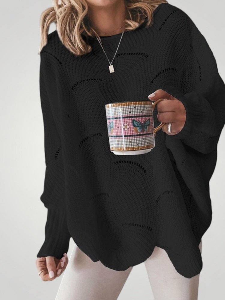 Pull Oversize en Tricot au Cou de Bateau Élégant 2 - Mode Lumière