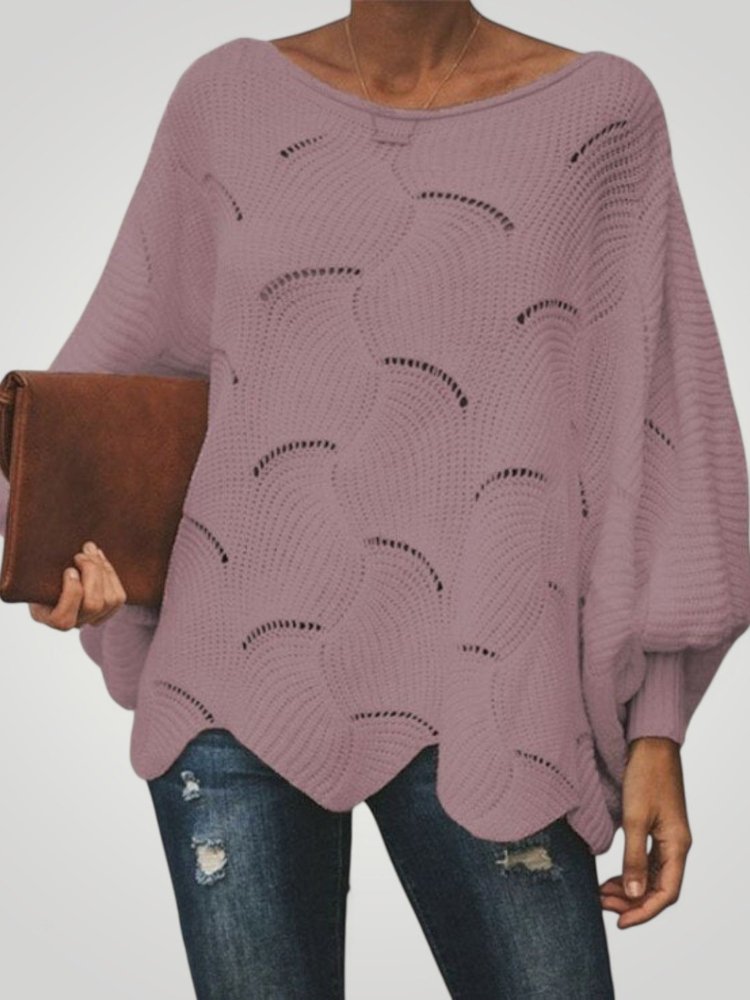 Pull Oversize en Tricot au Cou de Bateau Élégant 4 - Mode Lumière