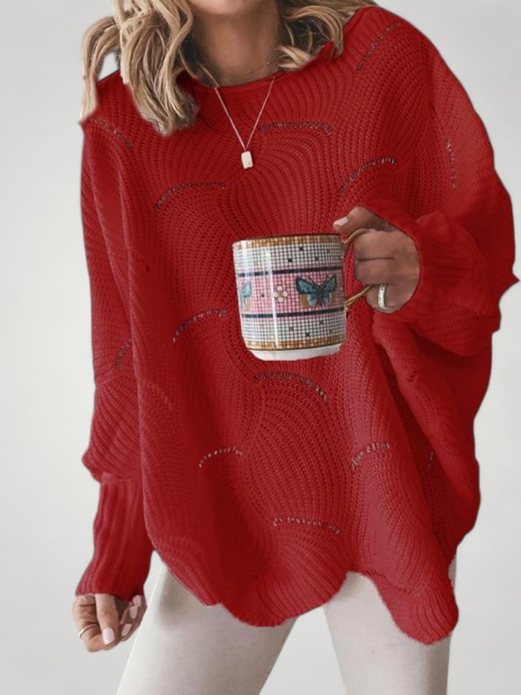 Pull Oversize en Tricot au Cou de Bateau Élégant 7 - Mode Lumière