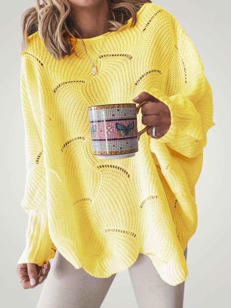 Pull Oversize en Tricot au Cou de Bateau Élégant 8 - Mode Lumière