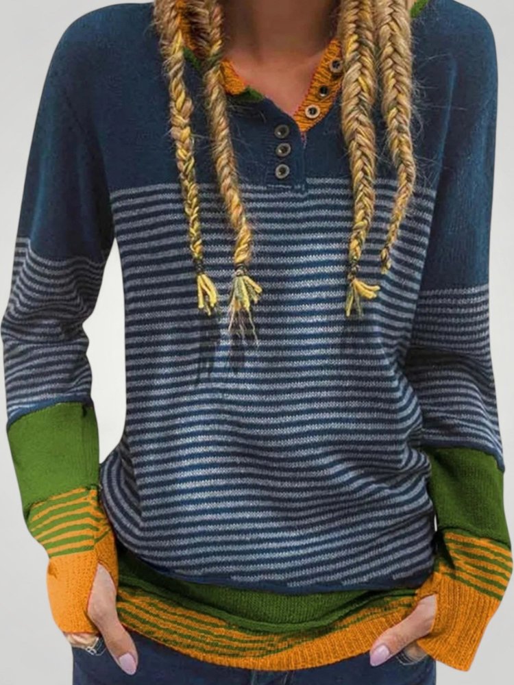 Pull Rayé Élégant au Détail Chic 1 - Mode Lumière