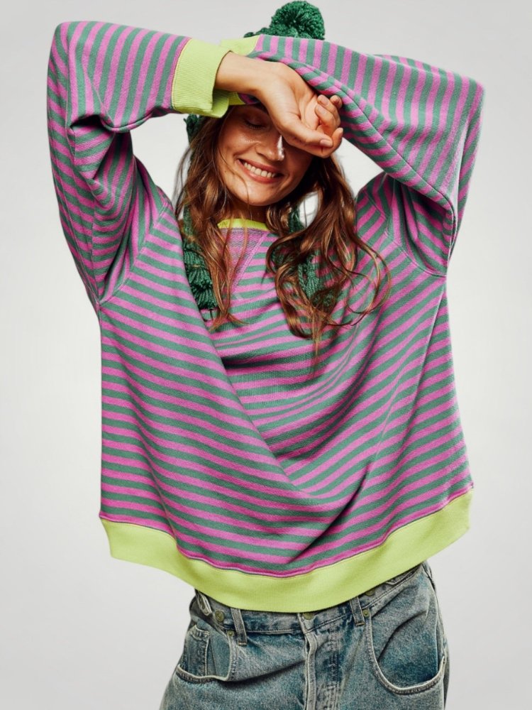 Pull Oversize à Rayures Élégant 1 - Mode Lumière