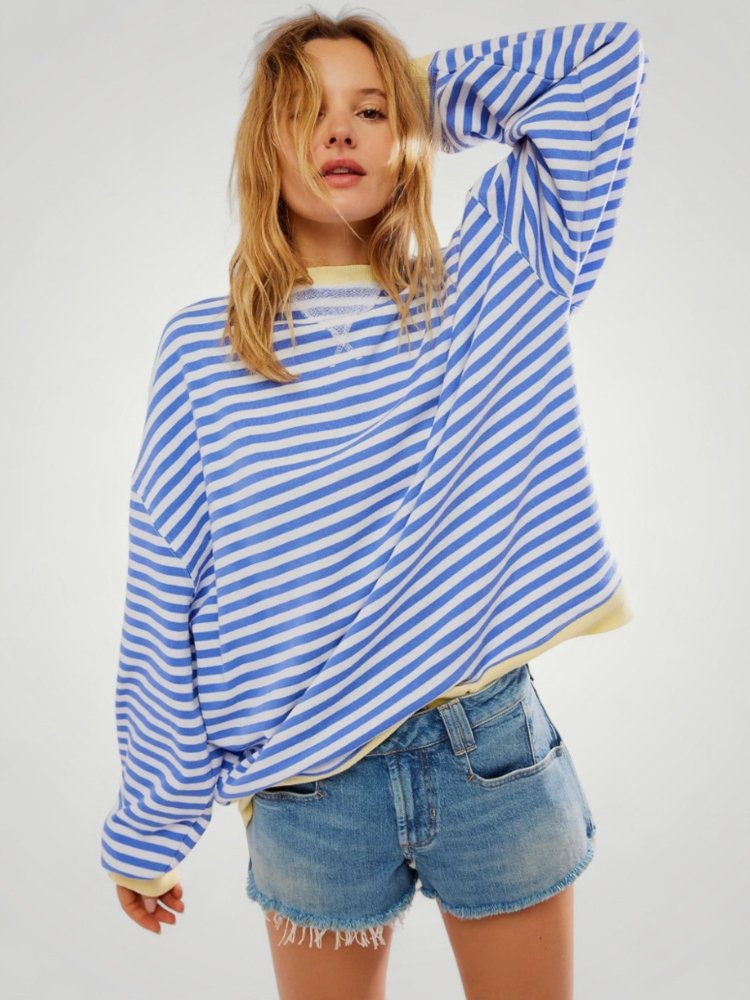 Pull Oversize à Rayures Élégant 2 - Mode Lumière