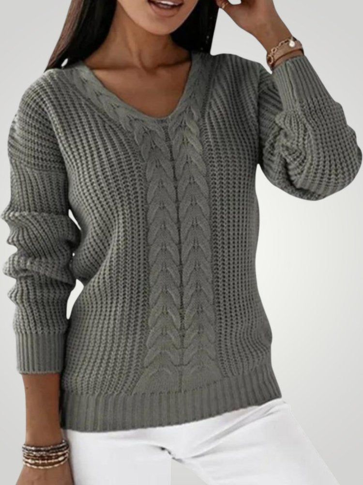 Pull Femme en Tricot à Col V Confortable 1 - Mode Lumière