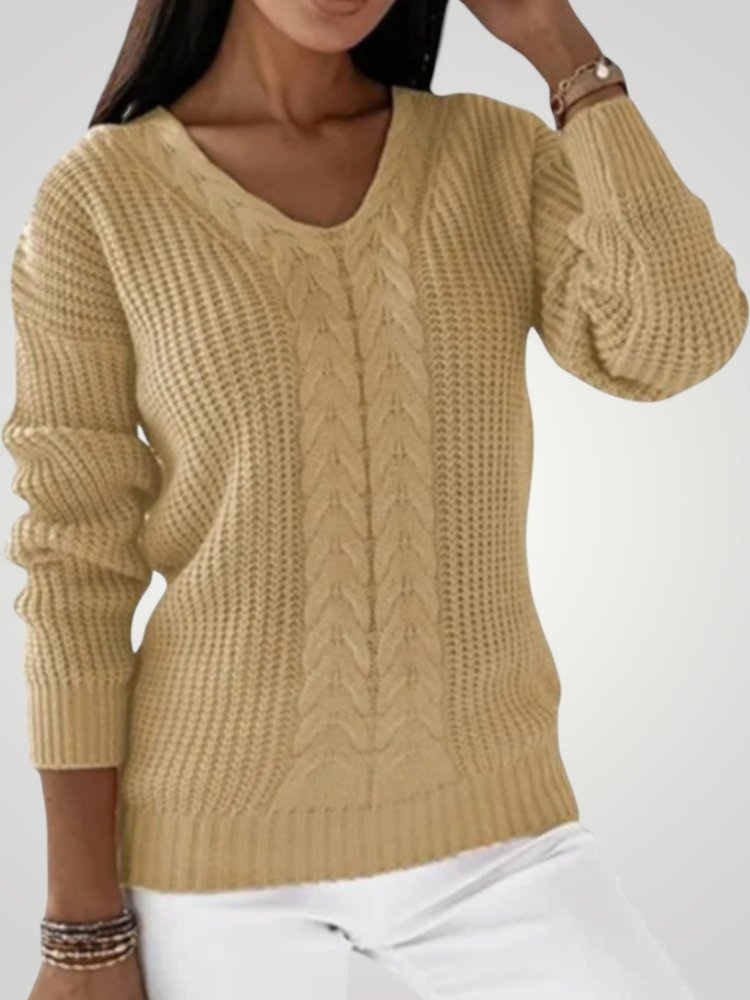 Pull Femme en Tricot à Col V Confortable 2 - Mode Lumière