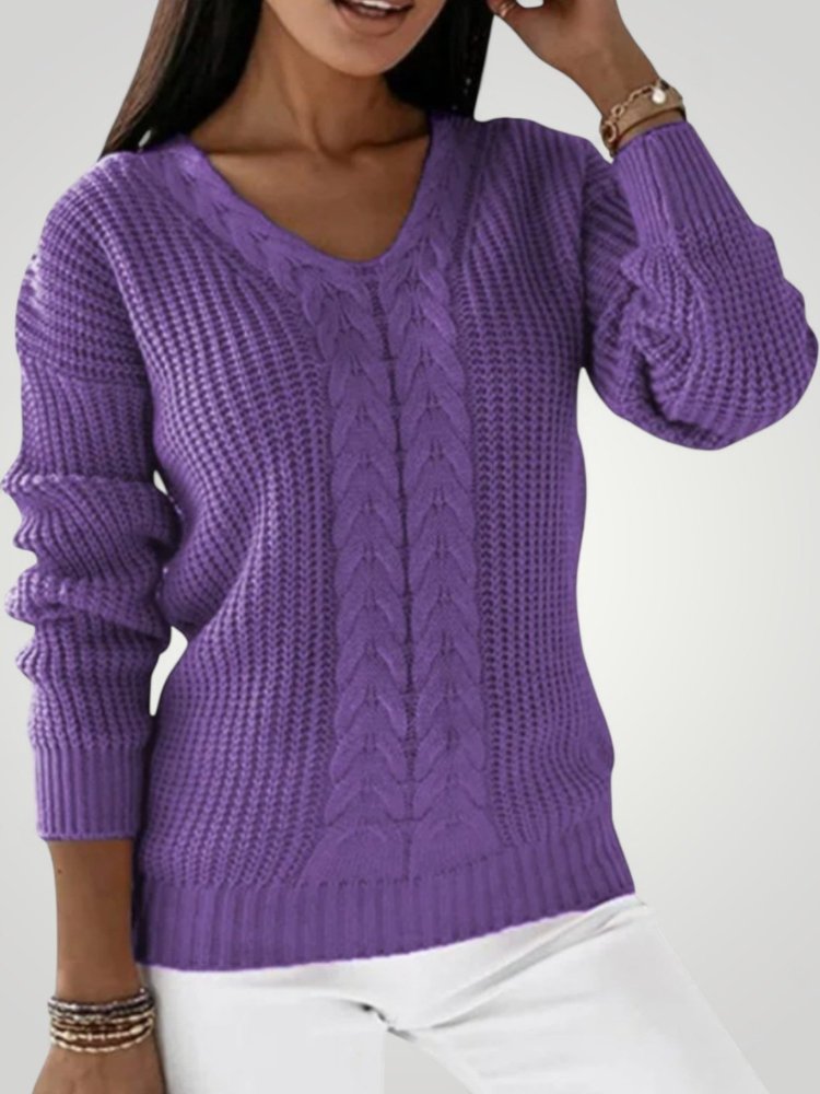 Pull Femme en Tricot à Col V Confortable 6 - Mode Lumière