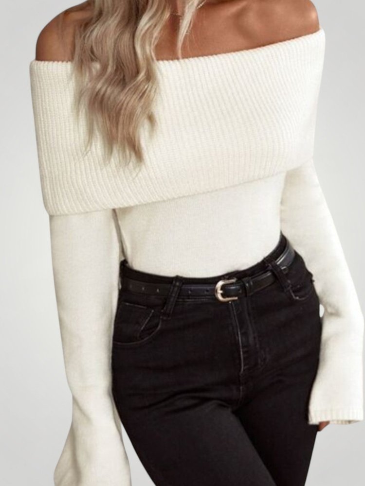 Pull Tricoté Élégant à Épaule Nue 1 - Mode Lumière
