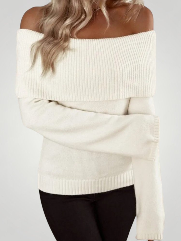 Pull Tricoté Élégant à Épaule Nue 2 - Mode Lumière